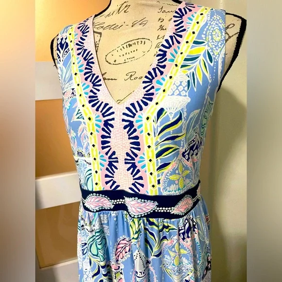 LILLY PULITZER MCKINLEY MAXI DRESS BLUE PERI LAPIS LANTERNS NWT - Picture 5 of 12